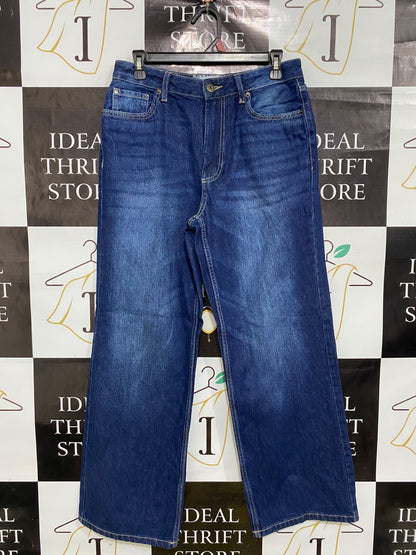 RIVER ISLAND |L| WAIST 30| A46| MEDIUM-WASH DENIM HIGH-WAIST WIDE-LEG TECHNICAL UTILITY JEANS