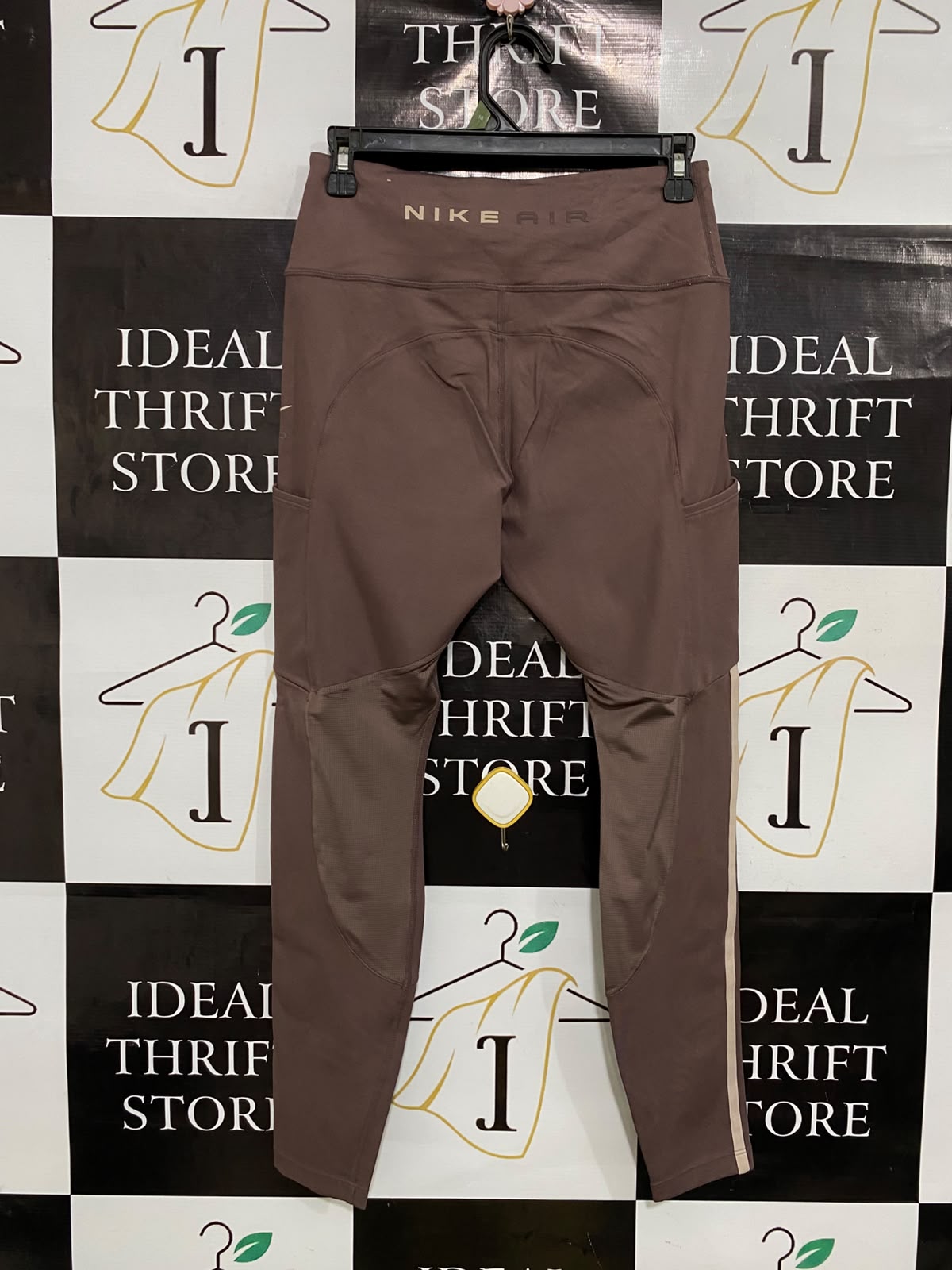NIKE |M| WAIST 26| A46| BROWN NIKE LOGO-BRANDED DRAWSTRING TECHNICAL UTILITY LEGGINGS