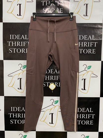 NIKE |M| WAIST 26| A46| BROWN NIKE LOGO-BRANDED DRAWSTRING TECHNICAL UTILITY LEGGINGS