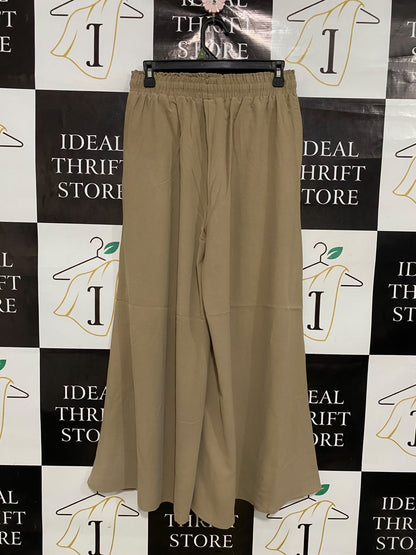 JUST FASHION NOW |M| WAIST 28| A46| KHAKI ELASTICATED DRAWSTRING WIDE-LEG TECHNICAL UTILITY PALAZZO PANTS
