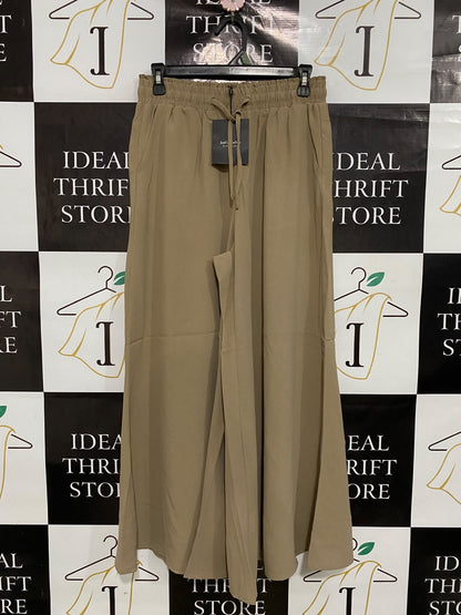 JUST FASHION NOW |M| WAIST 28| A46| KHAKI ELASTICATED DRAWSTRING WIDE-LEG TECHNICAL UTILITY PALAZZO PANTS