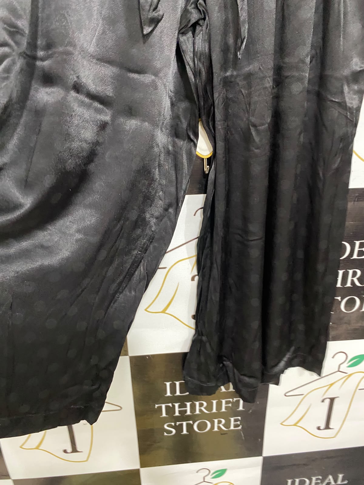 MONSOON |M| WAIST 30| A46| BLACK MONSOON SATIN-FINISH TIE-WAIST WIDE-LEG TECHNICAL UTILITY PALAZZO PANTS