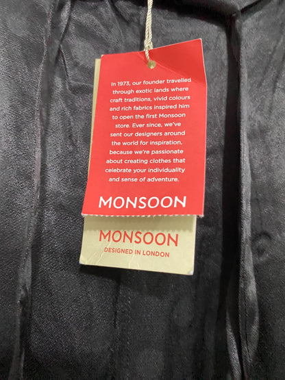 MONSOON |M| WAIST 30| A46| BLACK MONSOON SATIN-FINISH TIE-WAIST WIDE-LEG TECHNICAL UTILITY PALAZZO PANTS