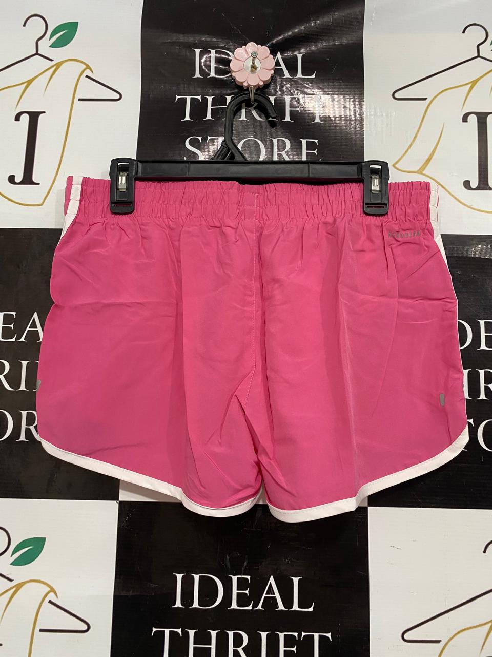 ADIDAS |L| WAIST 32| A46| PINK AND WHITE ADIDAS 3-STRIPE TECHNICAL UTILITY ATHLETIC SHORTS