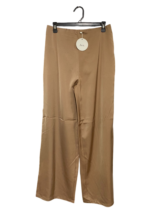 AVA |M| WAIST 28| A47| TAUPE SATIN-FINISH WIDE-LEG TECHNICAL UTILITY TROUSERS
