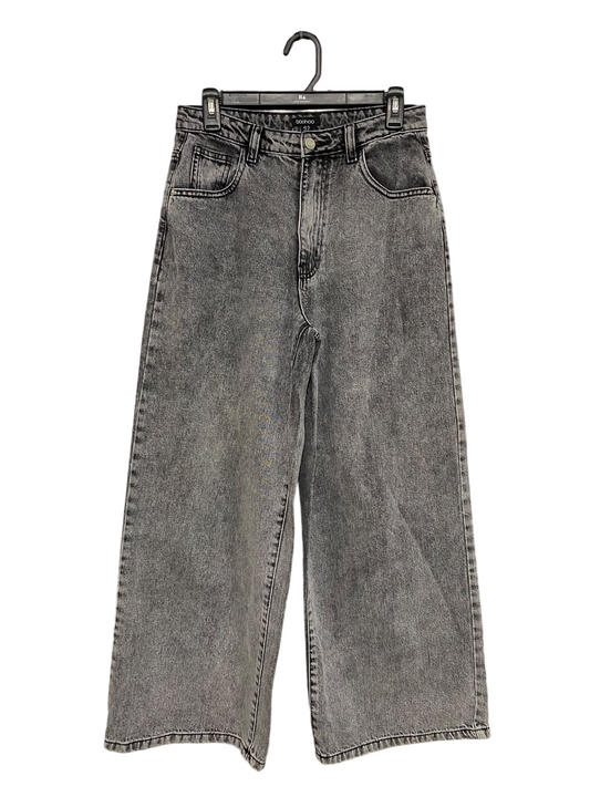 BOOHOO |M| WAIST 29| A47| GREY ACID-WASH WIDE-LEG TECHNICAL UTILITY DENIM PANTS