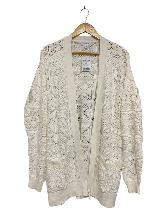NEXT |M| BUST 23| A47| CREAM OPEN-FRONT KNIT TECHNICAL UTILITY CARDIGAN