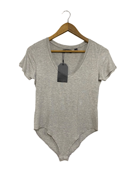 BRAVE SOUL |M| BUST 16| A47| GREY HEATHERED V-NECK TECHNICAL UTILITY BODYSUIT