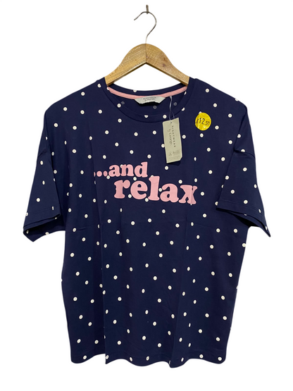 GEORGE |S| BUST 22| A47| NAVY BLUE POLKA-DOT "...AND RELAX" TECHNICAL UTILITY TEE