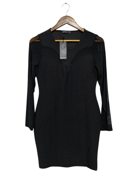 BOOHOO |M| BUST 16| A47| BLACK MESH-PANEL RIBCAGE TECHNICAL UTILITY DRESS