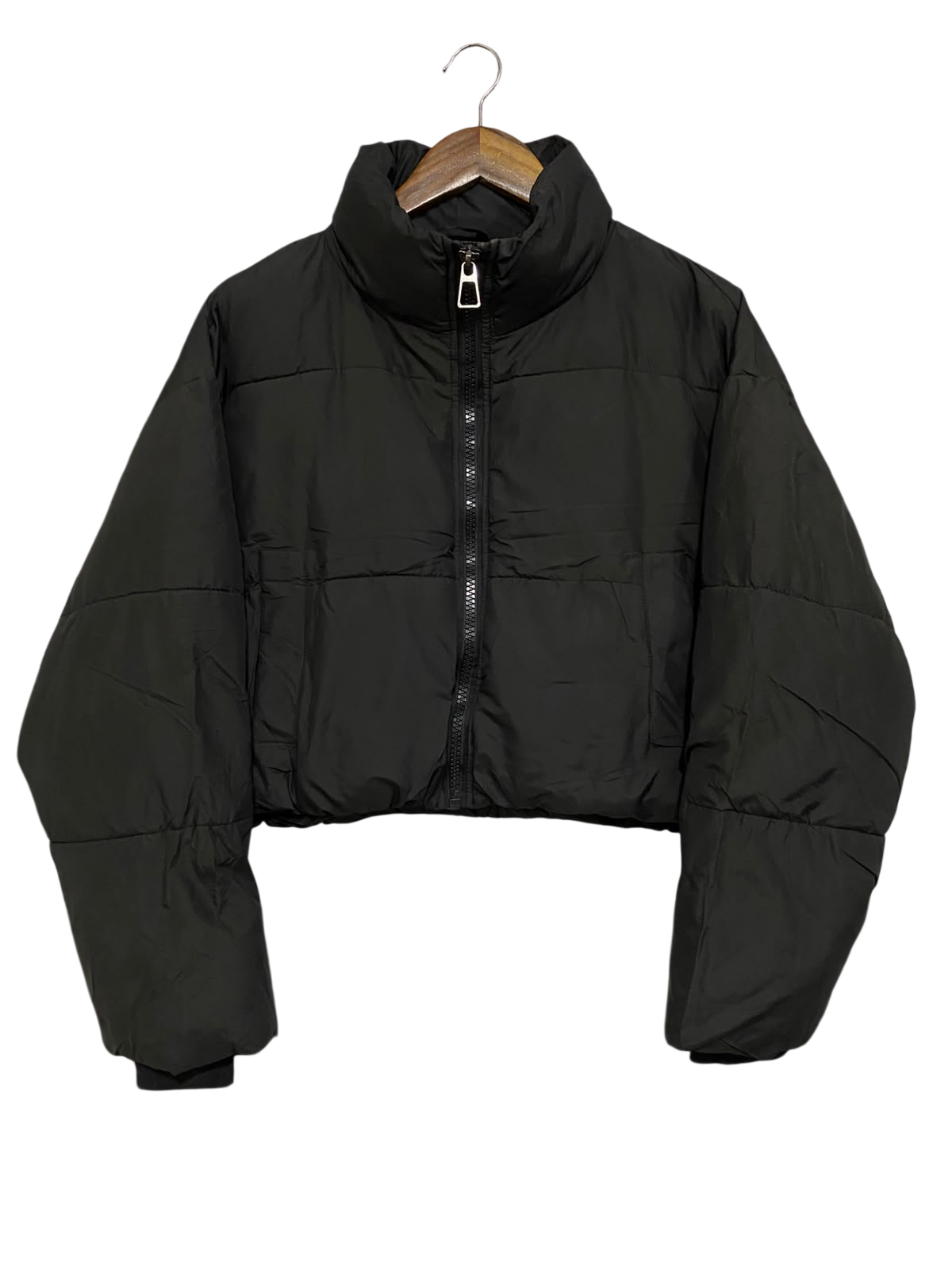 PUFFIT |S| BUST 23| A47| BLACK CROPPED PUFFER TECHNICAL UTILITY JACKET