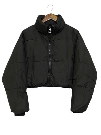 PUFFIT |S| BUST 23| A47| BLACK CROPPED PUFFER TECHNICAL UTILITY JACKET