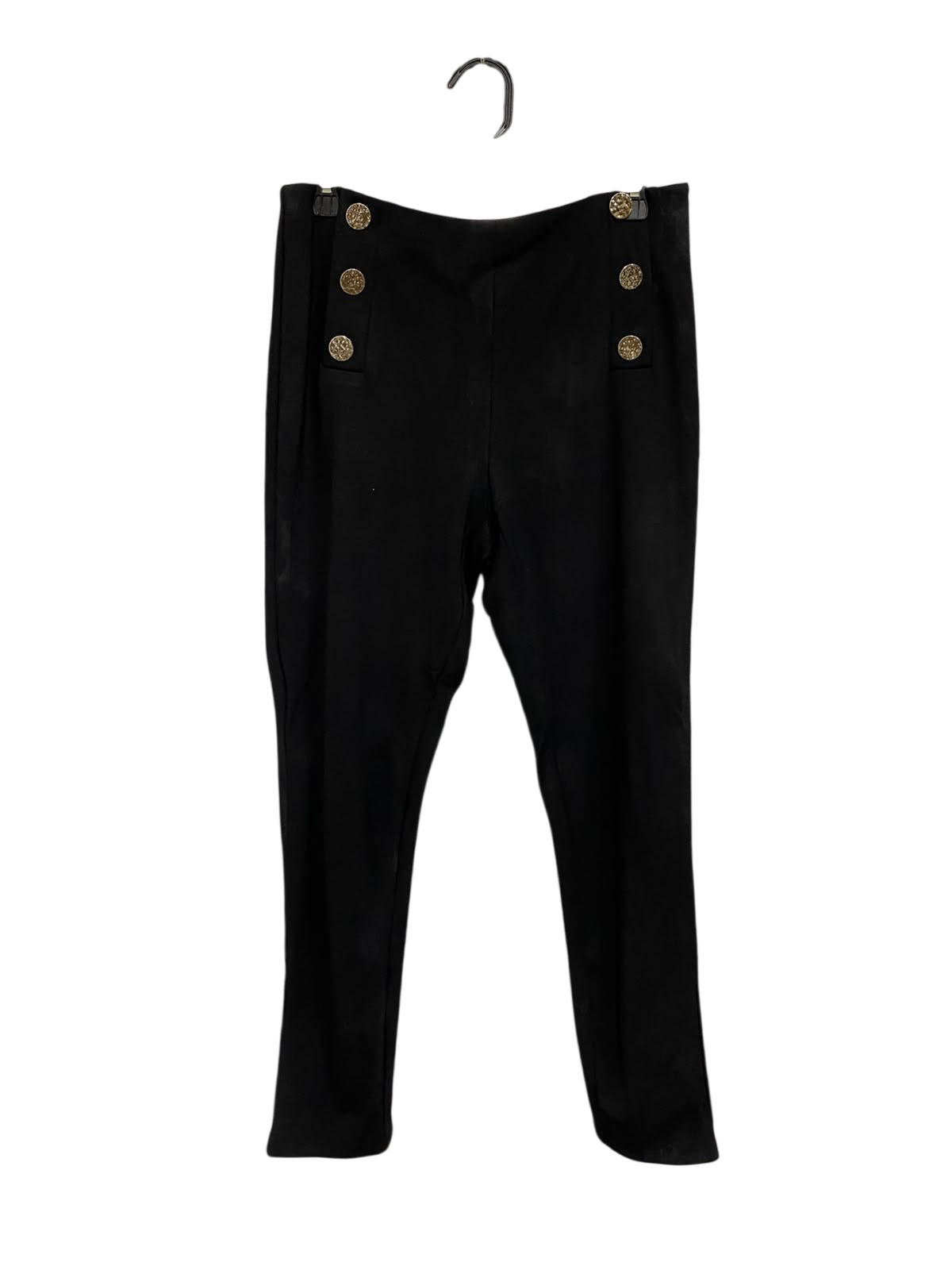 F&F |M| WAIST 30| A48| BLACK SAILOR-BUTTON HIGH-WAIST TECHNICAL UTILITY TROUSERS