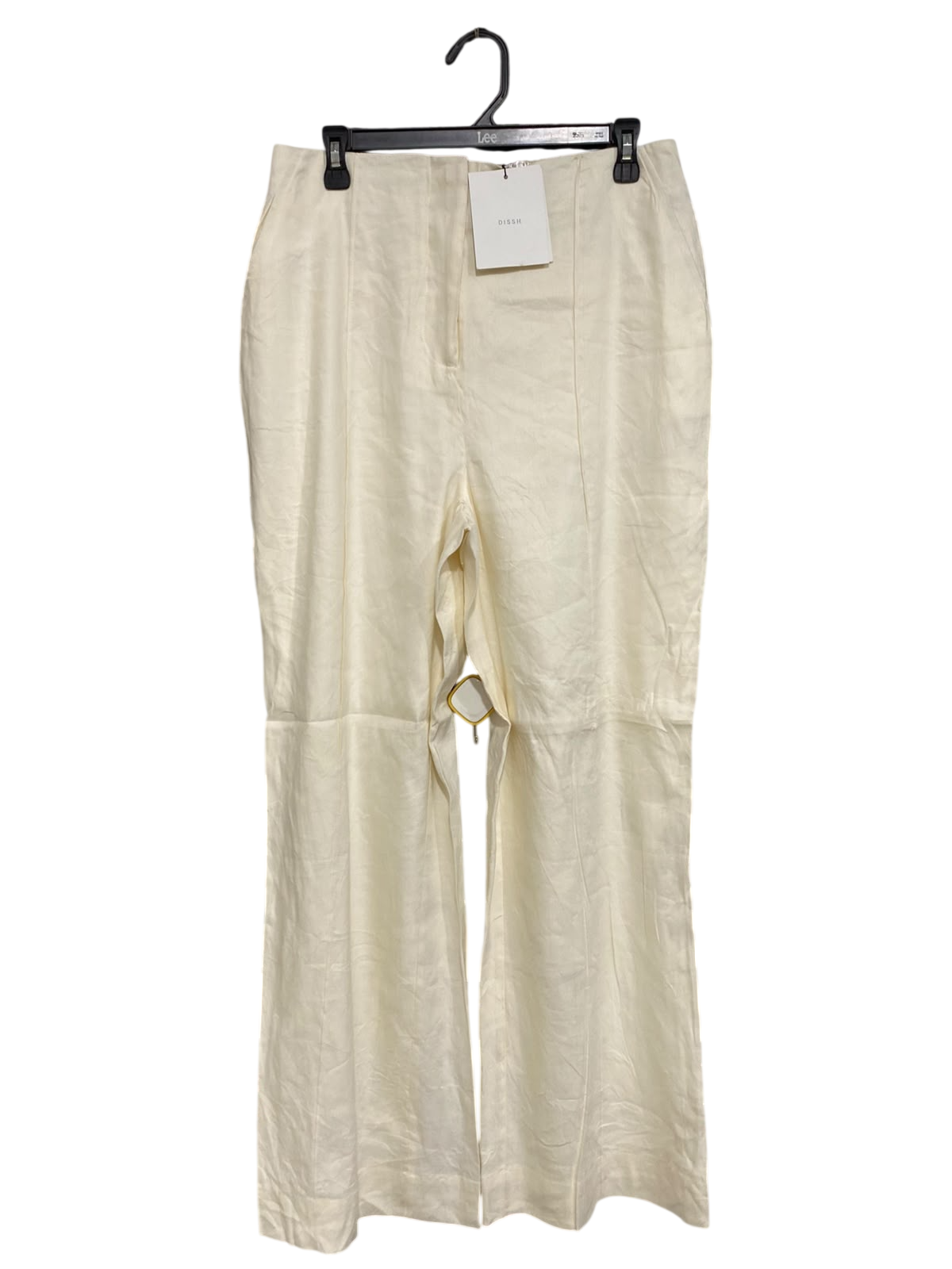 DISSH |L| WAIST 30| A48| CREAM HIGH-WAIST SEAMED WIDE-LEG TECHNICAL UTILITY TROUSERS