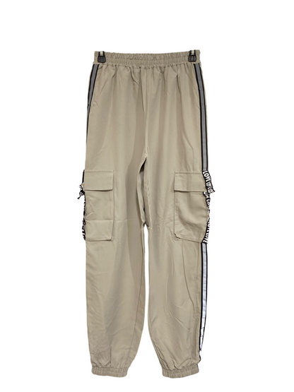 SHEIN |S| WAIST 26| A48| BEIGE SIDE-STRIPE CARGO TECHNICAL UTILITY JOGGERS