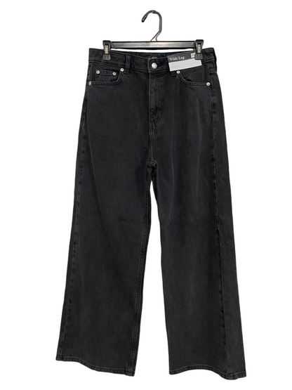 F&F |L |WAIST 30| A48| WASHED BLACK DENIM WIDE-LEG TECHNICAL UTILITY JEANS