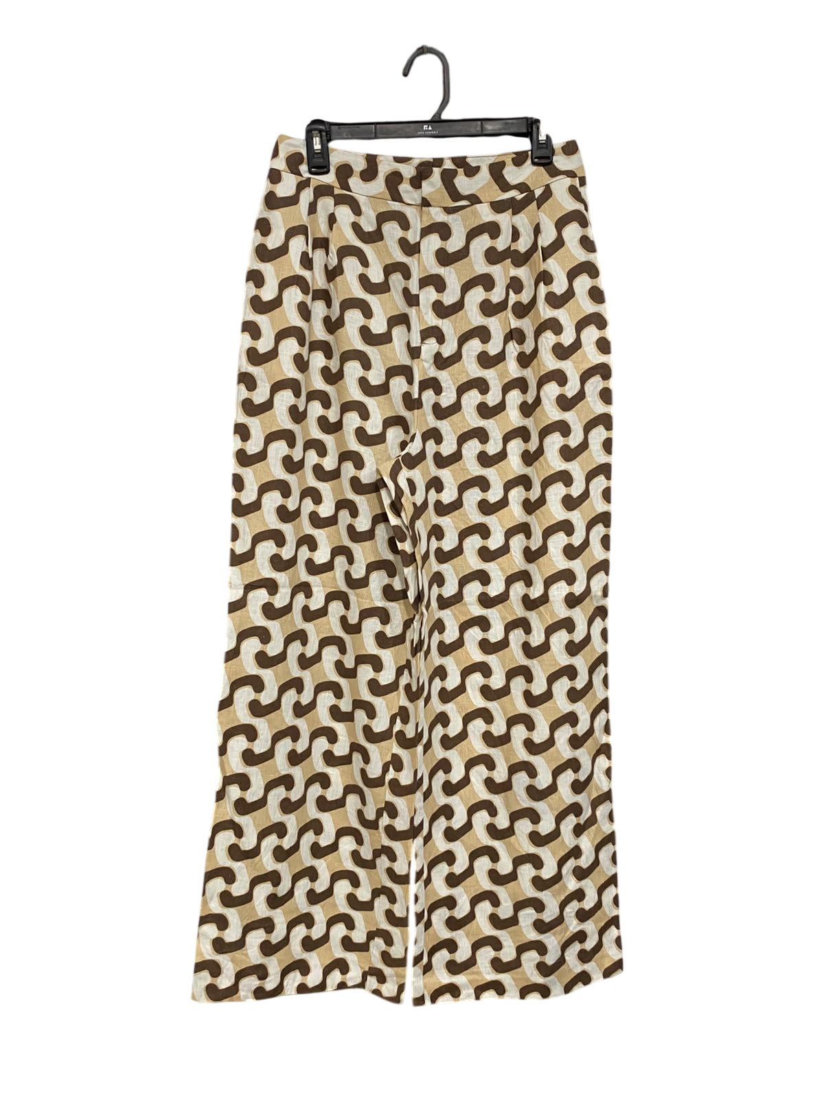 SEED |M| WAIST 28| A48| BROWN-AND-BEIGE ABSTRACT PATTERN TAILORED WIDE-LEG TECHNICAL UTILITY TROUSERS