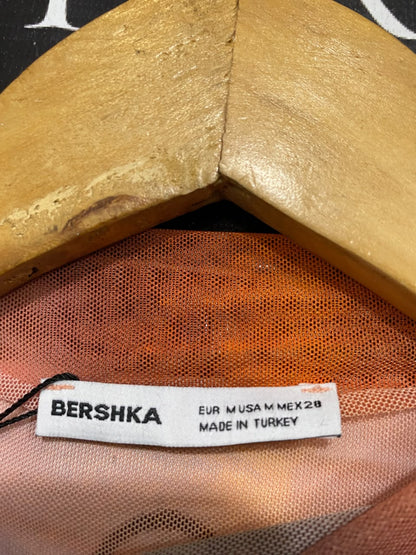 BERSHKA |M| BUST 13| A48| ORANGE-AND-BROWN GRADIENT MESH SLEEVELESS TECHNICAL UTILITY DRESS