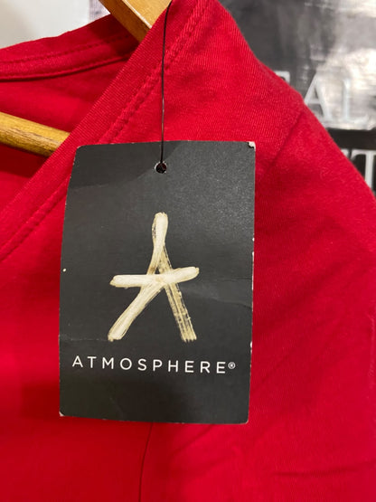 ATMOSPHERE |S| BUST 15| A48| RED V-NECK LONG-SLEEVE TECHNICAL UTILITY STRETCH TEE