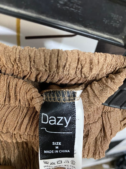 DAZY |M| BUST 26| A48| CAMEL CRINKLE-TEXTURED ELASTICATED WIDE-LEG TECHNICAL UTILITY TROUSERS