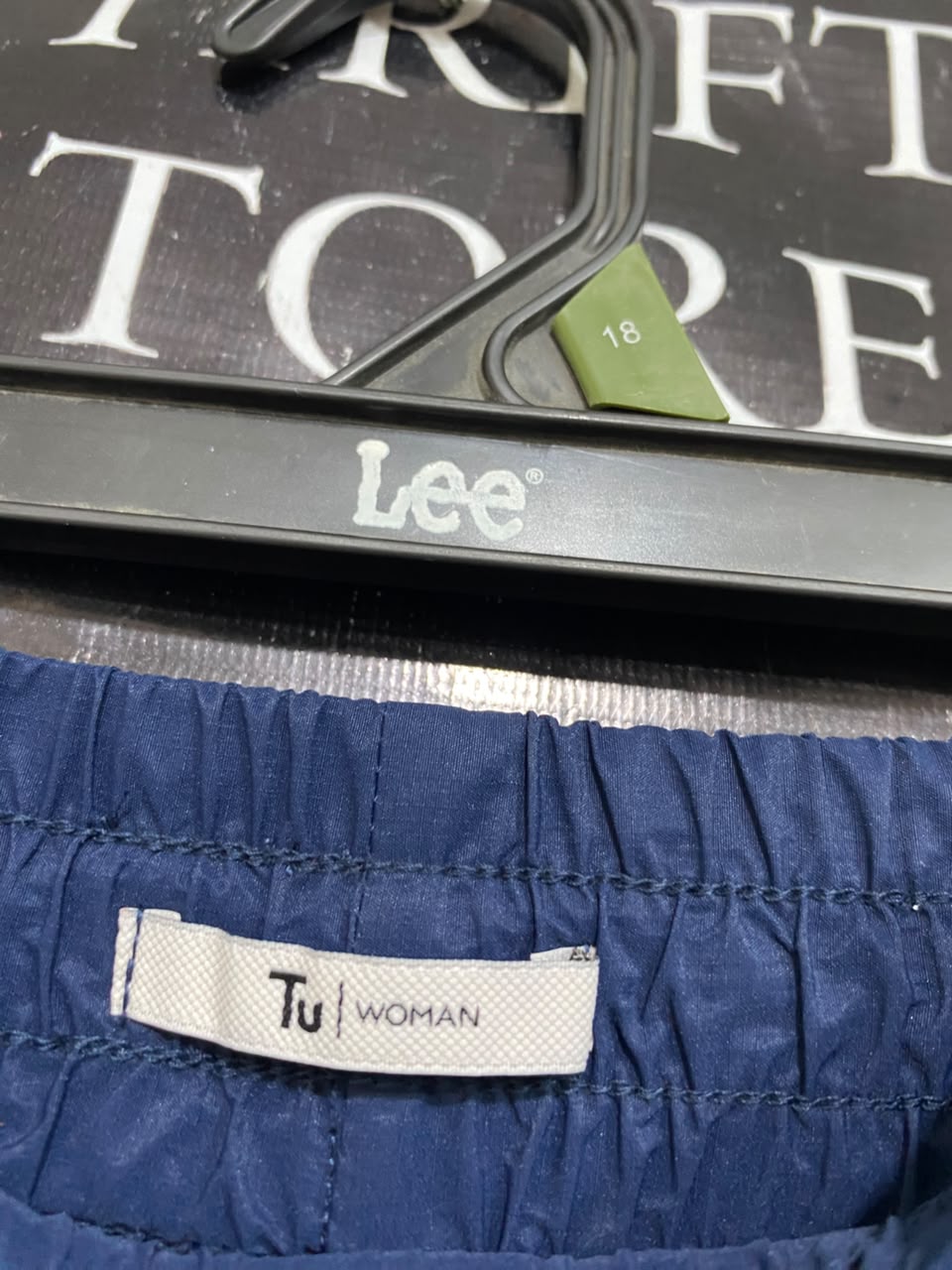 TU WOMAN |L| WAIST 32| A48| NAVY BLUE ELASTICATED DRAWSTRING TECHNICAL UTILITY JOGGERS