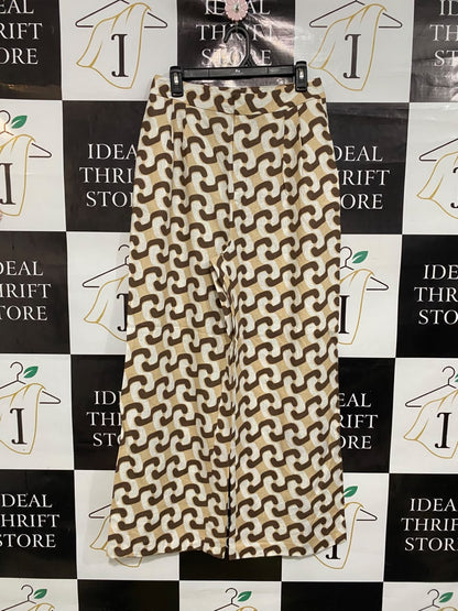 SEED |M| WAIST 28| A48| BROWN-AND-BEIGE ABSTRACT PATTERN TAILORED WIDE-LEG TECHNICAL UTILITY TROUSERS