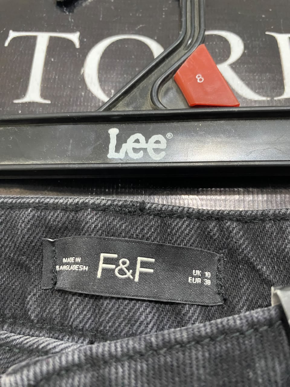 F&F |L |WAIST 30| A48| WASHED BLACK DENIM WIDE-LEG TECHNICAL UTILITY JEANS