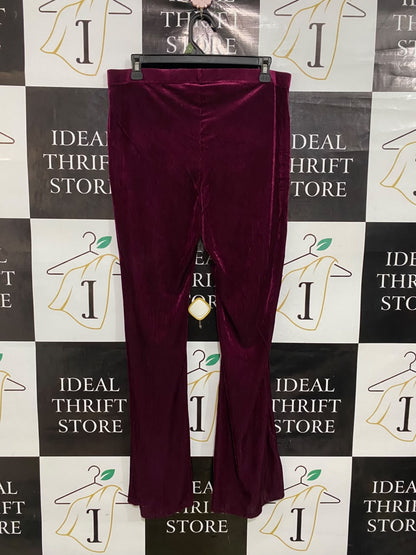 PRIMARK |M| WAIST 32| A48| BURGUNDY VELVET ZIP-FRONT FLARE TECHNICAL UTILITY TROUSERS