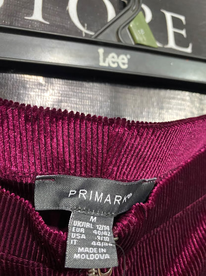 PRIMARK |M| WAIST 32| A48| BURGUNDY VELVET ZIP-FRONT FLARE TECHNICAL UTILITY TROUSERS