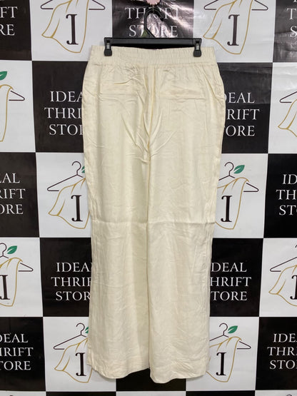 DISSH |L| WAIST 30| A48| CREAM HIGH-WAIST SEAMED WIDE-LEG TECHNICAL UTILITY TROUSERS