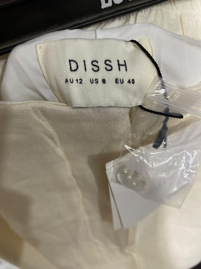DISSH |L| WAIST 30| A48| CREAM HIGH-WAIST SEAMED WIDE-LEG TECHNICAL UTILITY TROUSERS