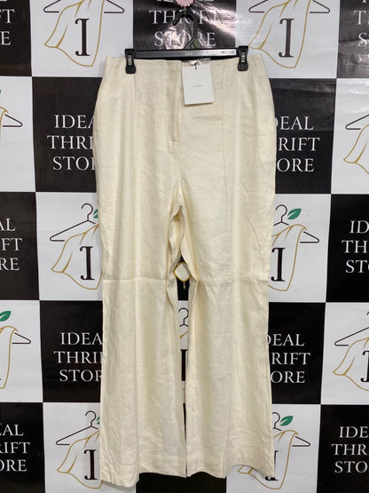 DISSH |L| WAIST 30| A48| CREAM HIGH-WAIST SEAMED WIDE-LEG TECHNICAL UTILITY TROUSERS