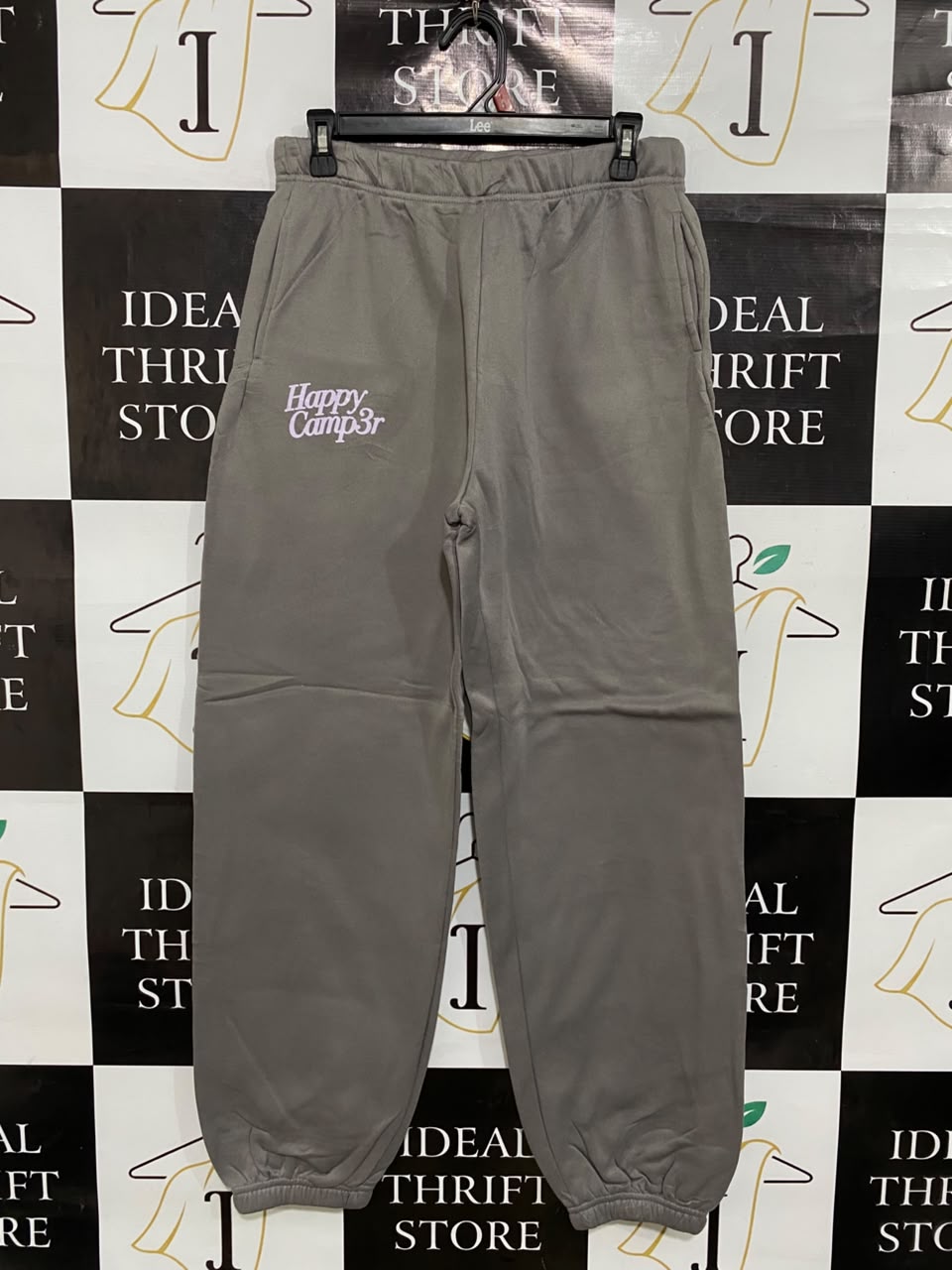SHEIN |L| WAIST 30| A48| TAUPE "HAPPY CAMP3R" LOGO TECHNICAL UTILITY SWEATPANTS