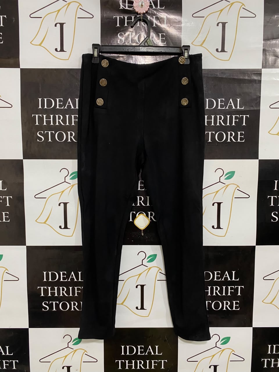 F&F |M| WAIST 30| A48| BLACK SAILOR-BUTTON HIGH-WAIST TECHNICAL UTILITY TROUSERS