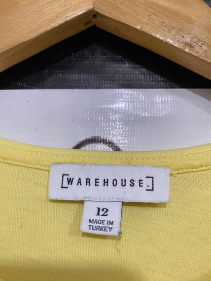 WARE HOUSE |M| BUST 19| A47| PASTEL YELLOW RUFFLED PETER PAN COLLAR TECHNICAL UTILITY TEE
