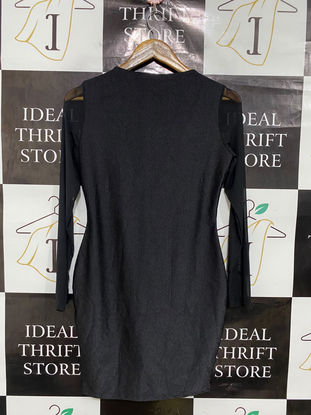 BOOHOO |M| BUST 16| A47| BLACK MESH-PANEL RIBCAGE TECHNICAL UTILITY DRESS
