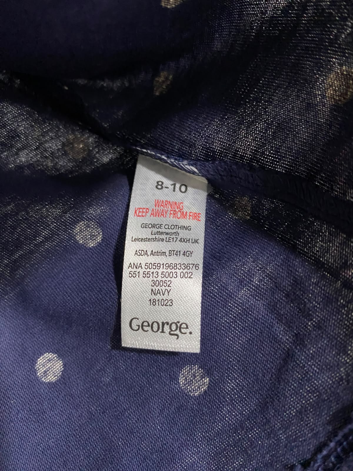GEORGE |S| BUST 22| A47| NAVY BLUE POLKA-DOT "...AND RELAX" TECHNICAL UTILITY TEE