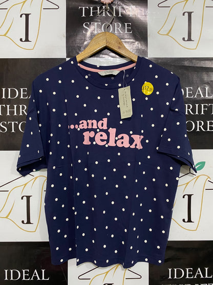 GEORGE |S| BUST 22| A47| NAVY BLUE POLKA-DOT "...AND RELAX" TECHNICAL UTILITY TEE