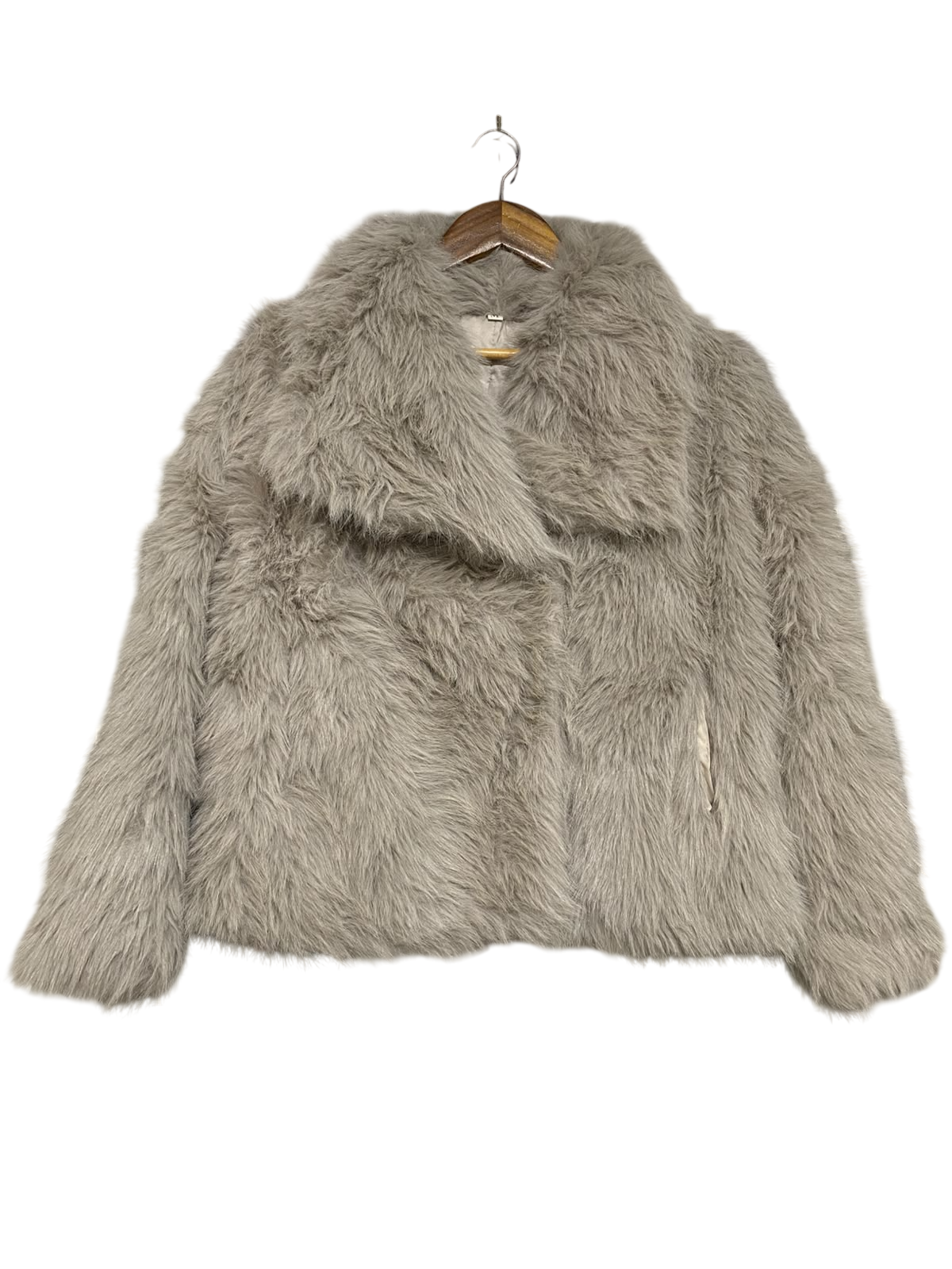 |M| BUST 22| A20| GREY FAUX-FUR OVERSIZED COLLAR TECHNICAL UTILITY JACKET