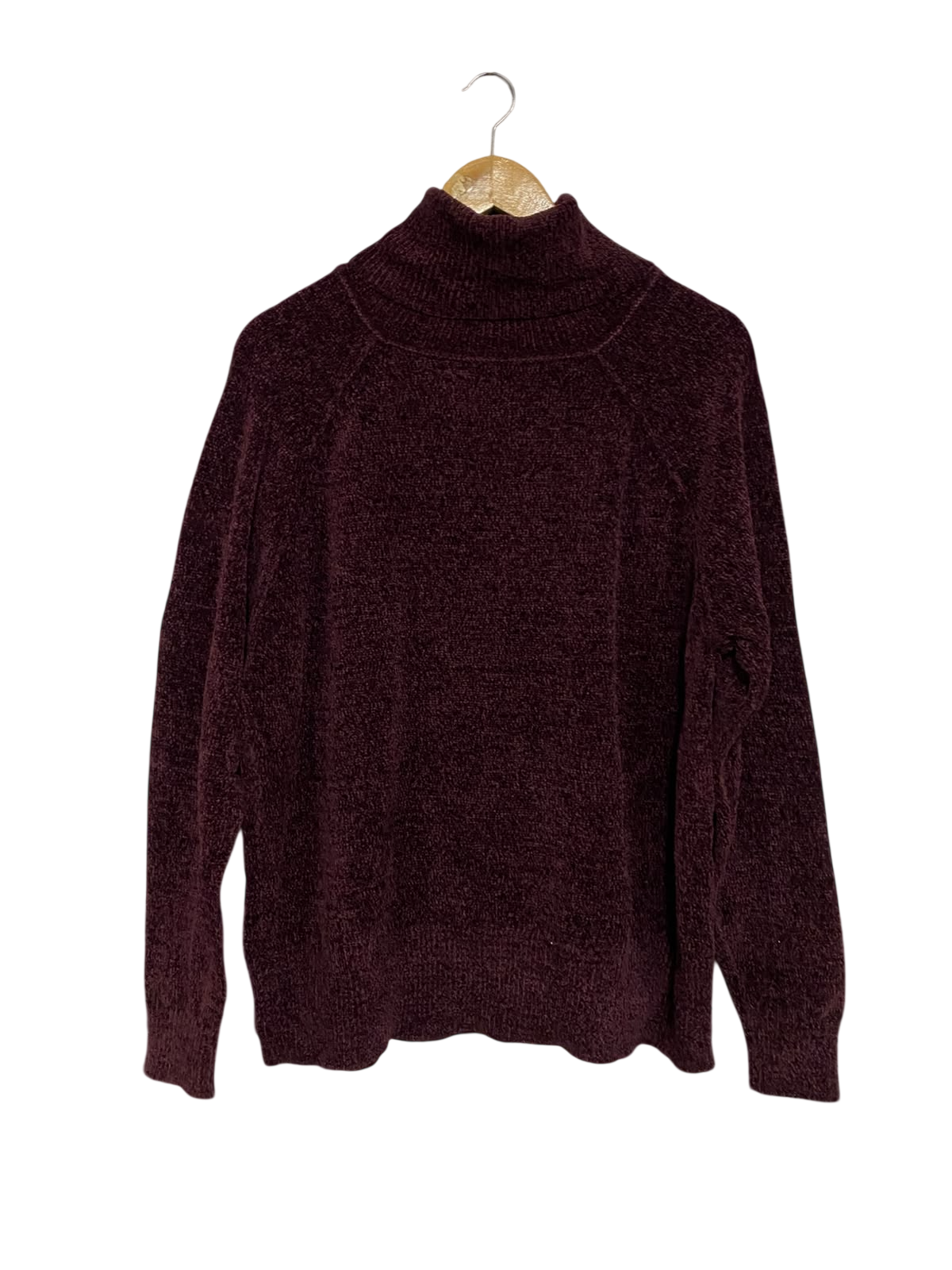 F&F |L| BUST 22| A48| BURGUNDY CHENILLE TURTLENECK TECHNICAL UTILITY SWEATER