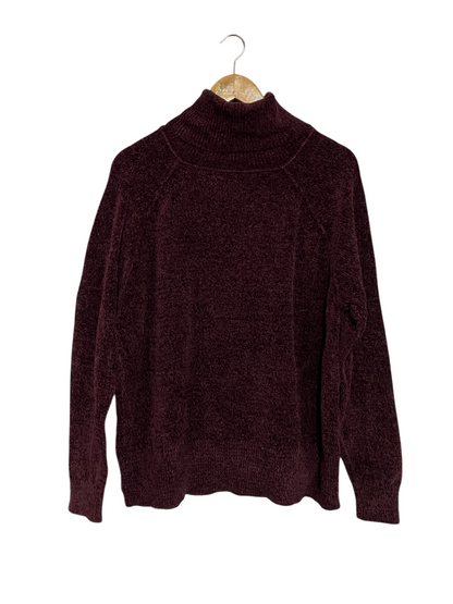 F&F |L| BUST 22| A48| BURGUNDY CHENILLE TURTLENECK TECHNICAL UTILITY SWEATER