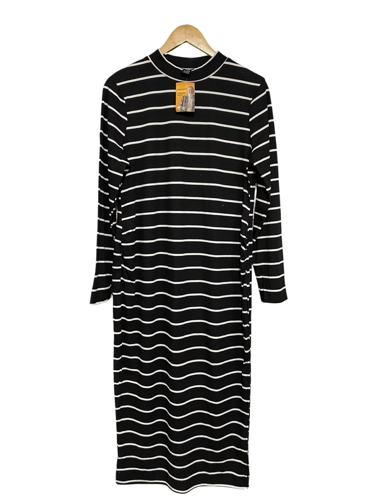 SHEIN |XL| BUST 19| A48| BLACK-AND-WHITE STRIPED MOCK-NECK TECHNICAL UTILITY MIDI DRESS