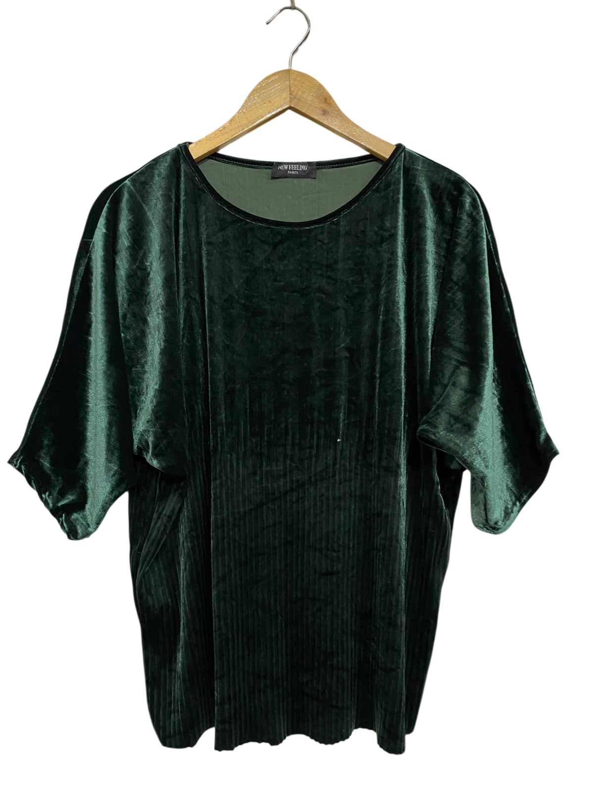 NEW FEELING |XL| BUST 24| A48| DARK GREEN CRUSHED VELVET RELAXED TECHNICAL UTILITY TOP