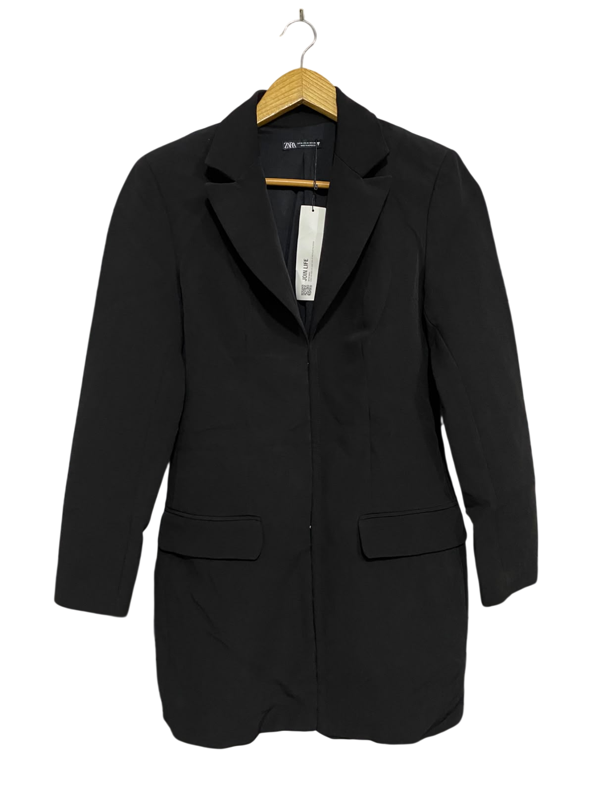 ZARA |M| BUST 18| A48| SOLID BLACK TAILORED TECHNICAL UTILITY BLAZER DRESS