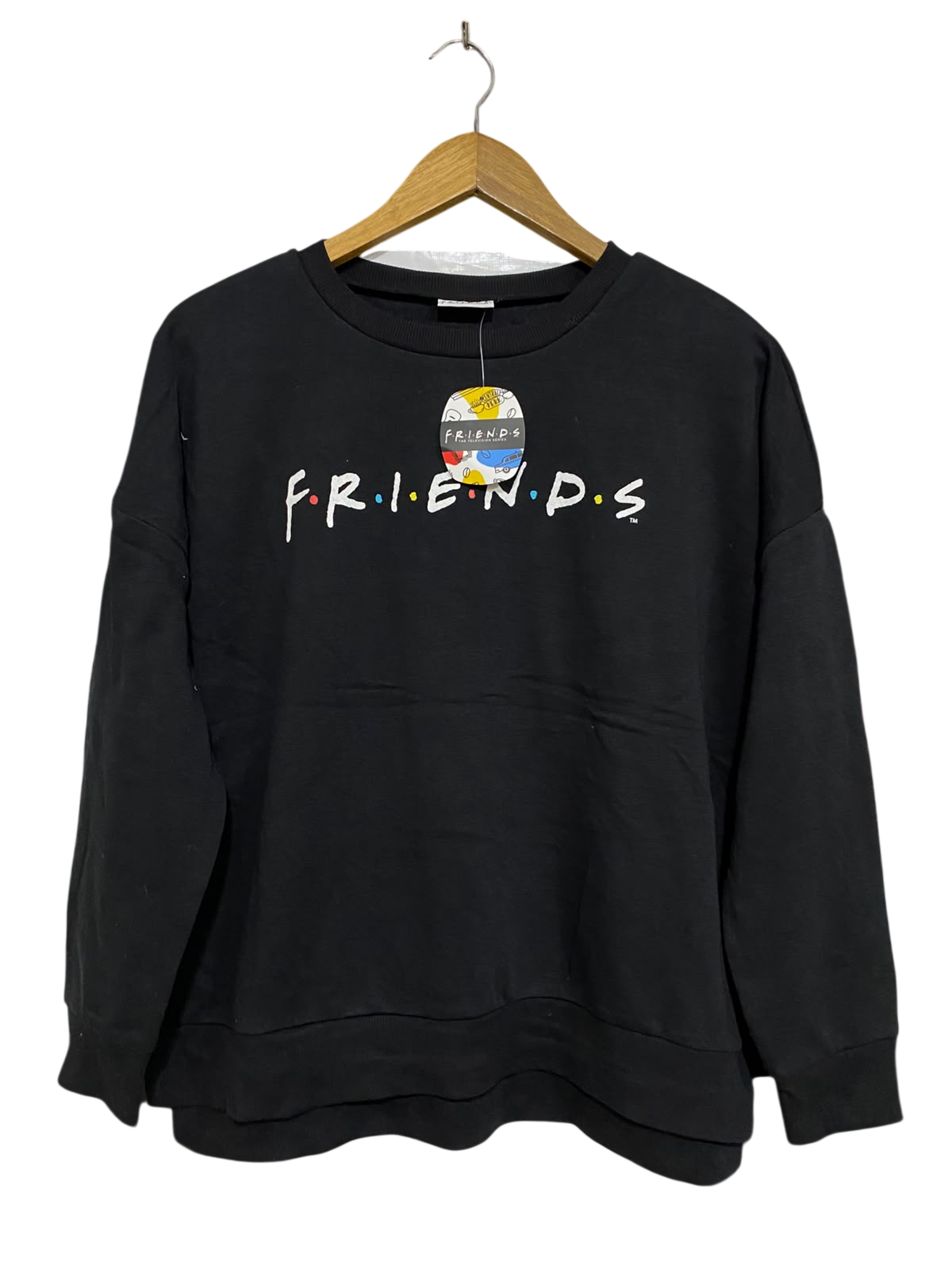FRIENDS |M| BUST 26| A48| SOLID BLACK "FRIENDS" LOGO GRAPHIC TECHNICAL UTILITY SWEATSHIRT