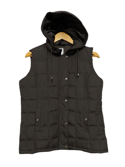 GAP |M| BUST 20| A48| SOLID BLACK QUILTED HOODED TECHNICAL UTILITY VEST