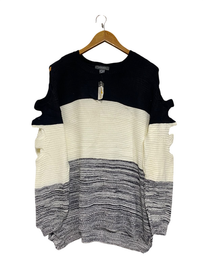 PRIMARK |L| BUST 24| A48| COLORBLOCK DISTRESSED-SLEEVE TECHNICAL UTILITY SWEATER