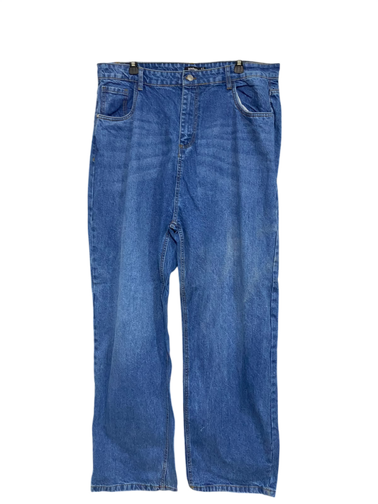 BOOHOO |XXL| WAIST 38| A49| MEDIUM WASH BLUE DENIM TECHNICAL UTILITY WIDE-LEG JEANS