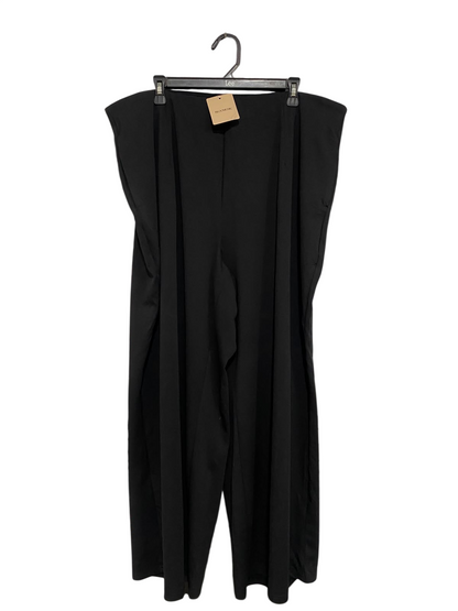 BLOOMCHIC |XXL| WAIST 40| A49| SOLID BLACK DRAPED OVERLAY TECHNICAL UTILITY WIDE-LEG PANTS