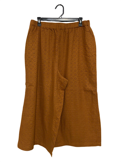 TALISMAN |L| WAIST 32| A49| CARAMEL BROWN EYEYLET EMBROIDERED TECHNICAL UTILITY CULOTTES